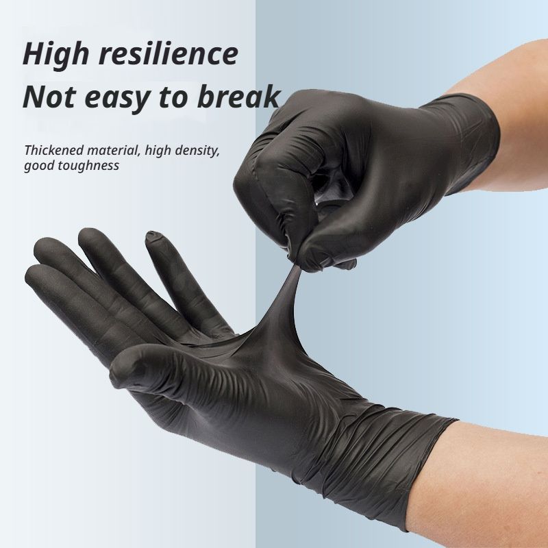 300Pcs Black Nitrile Gloves Large