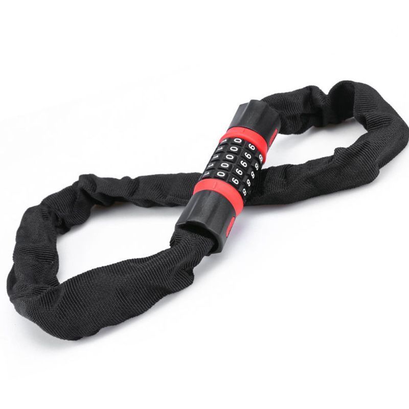 Bike Combination Lock - Black Red, 0.9m