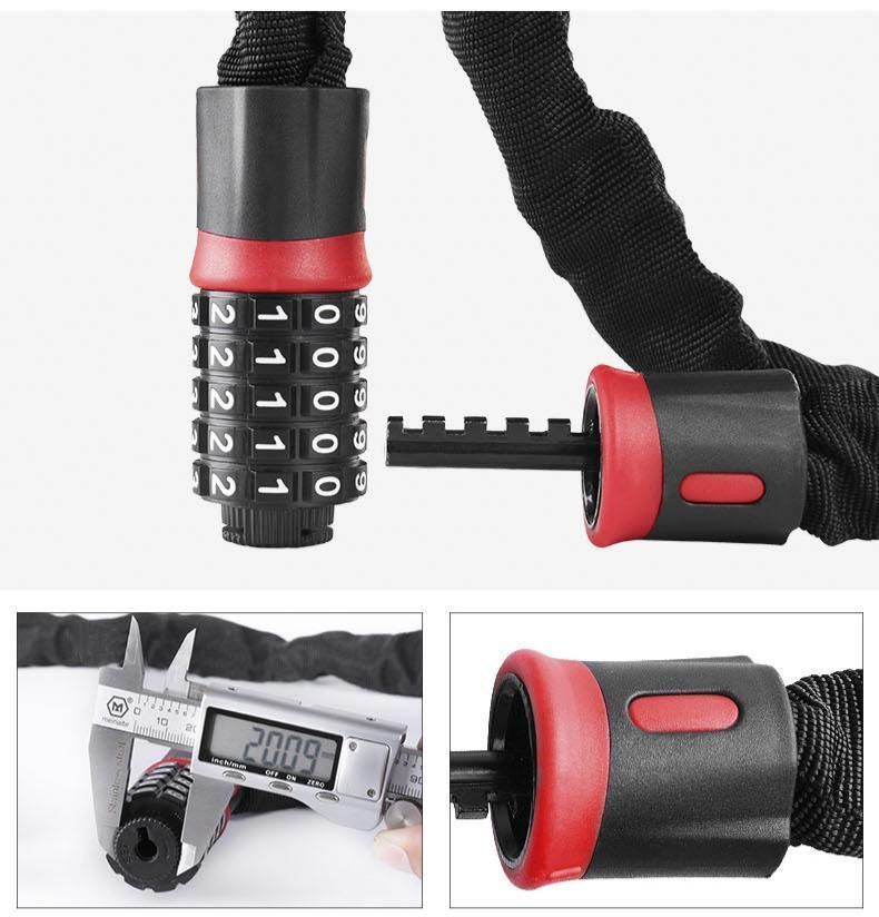 Bike Combination Lock - Black Red, 1.5m