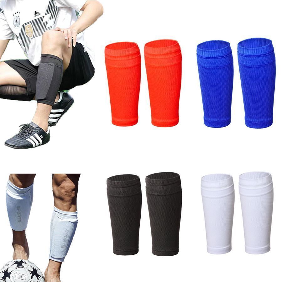2 Pairs Soccer Shin Guard Sock Black Size L