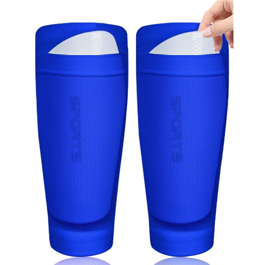 2 Pairs Soccer Shin Guard Sock Red Size M
