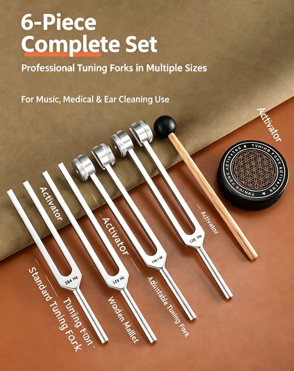 4pcs Tuning Fork Set with Pouch & Activator