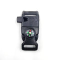 4pk Black Multi Survival Paracord Buckle Flint Whistle Compass