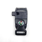 4pk Black Multi Survival Paracord Buckle Flint Whistle Compass