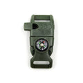 4pk Army Green Multi Survival Paracord Buckle Flint Whistle Compass