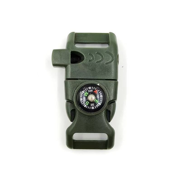 4pk Army Green Multi Survival Paracord Buckle Flint Whistle Compass