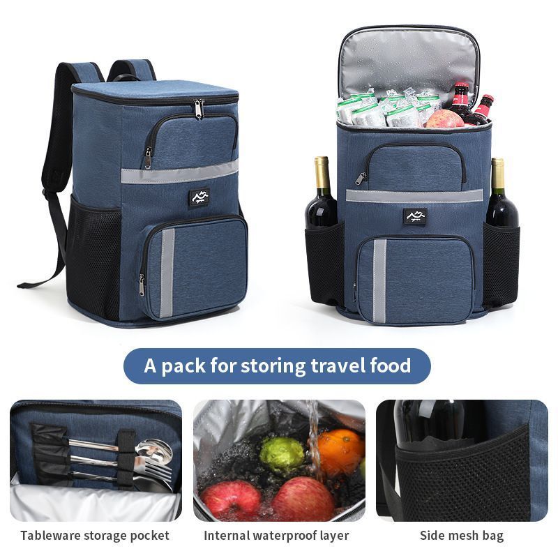 Outdoor Camping Insulated Cooler Backpack for Picnic Hiking (Black)
