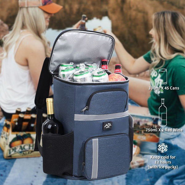 Navy Blue Insulated Cooler Backpack for Outdoor Picnic Trips