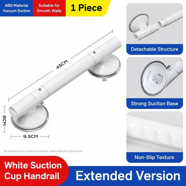 Extended White Suction Grab Bar