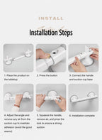 Extended White Suction Grab Bar