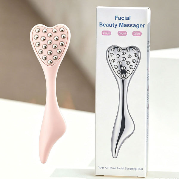 304 Stainless Steel Heart Shaped Roller Ball Massager (Pink)