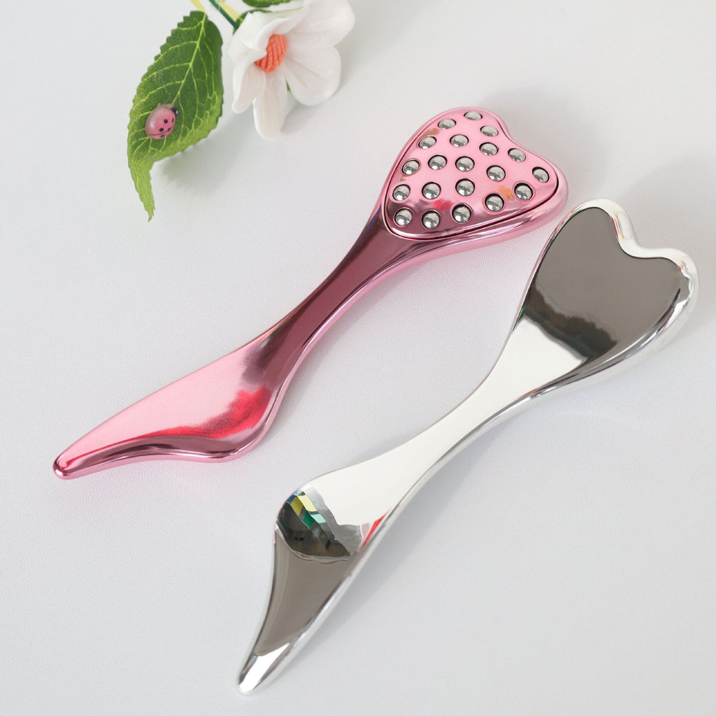 304 Stainless Steel Heart Shaped Roller Ball Massager: Face Lifting and Eye Soothing, Body Scraping and Relaxation, Lightweight and Portable, One Tool for Skincare and Body Care(PINK)