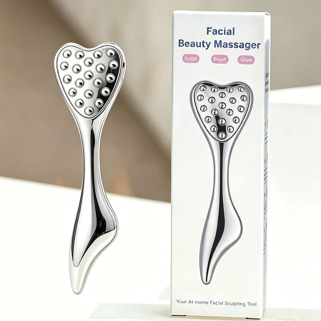 304 Stainless Steel Heart Shaped Roller Ball Massager: Face Lifting and Eye Soothing, Body Scraping and Relaxation, Lightweight and Portable, One Tool for Skincare and Body Care(PINK)