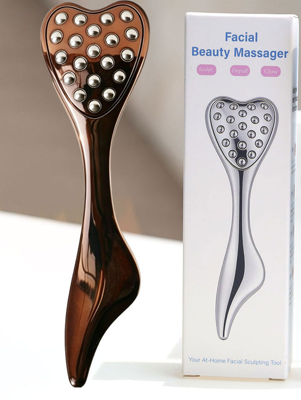 304 Stainless Steel Heart Shaped Roller Ball Massager (Coffee)