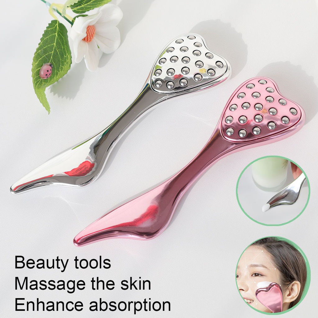 304 Stainless Steel Heart Shaped Roller Ball Massager: Face Lifting and Eye Soothing, Body Scraping and Relaxation, Lightweight and Portable, One Tool for Skincare and Body Care(coffee color)