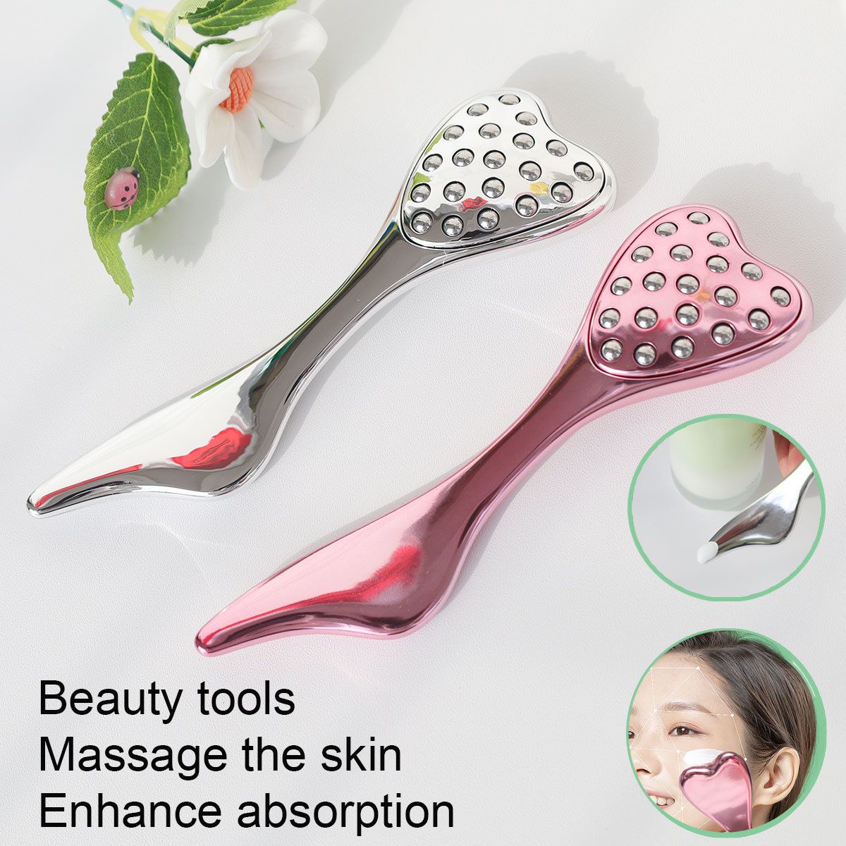 304 Stainless Steel Heart Shaped Roller Ball Massager: Face Lifting and Eye Soothing, Body Scraping and Relaxation, Lightweight and Portable, One Tool for Skincare and Body Care(coffee color)