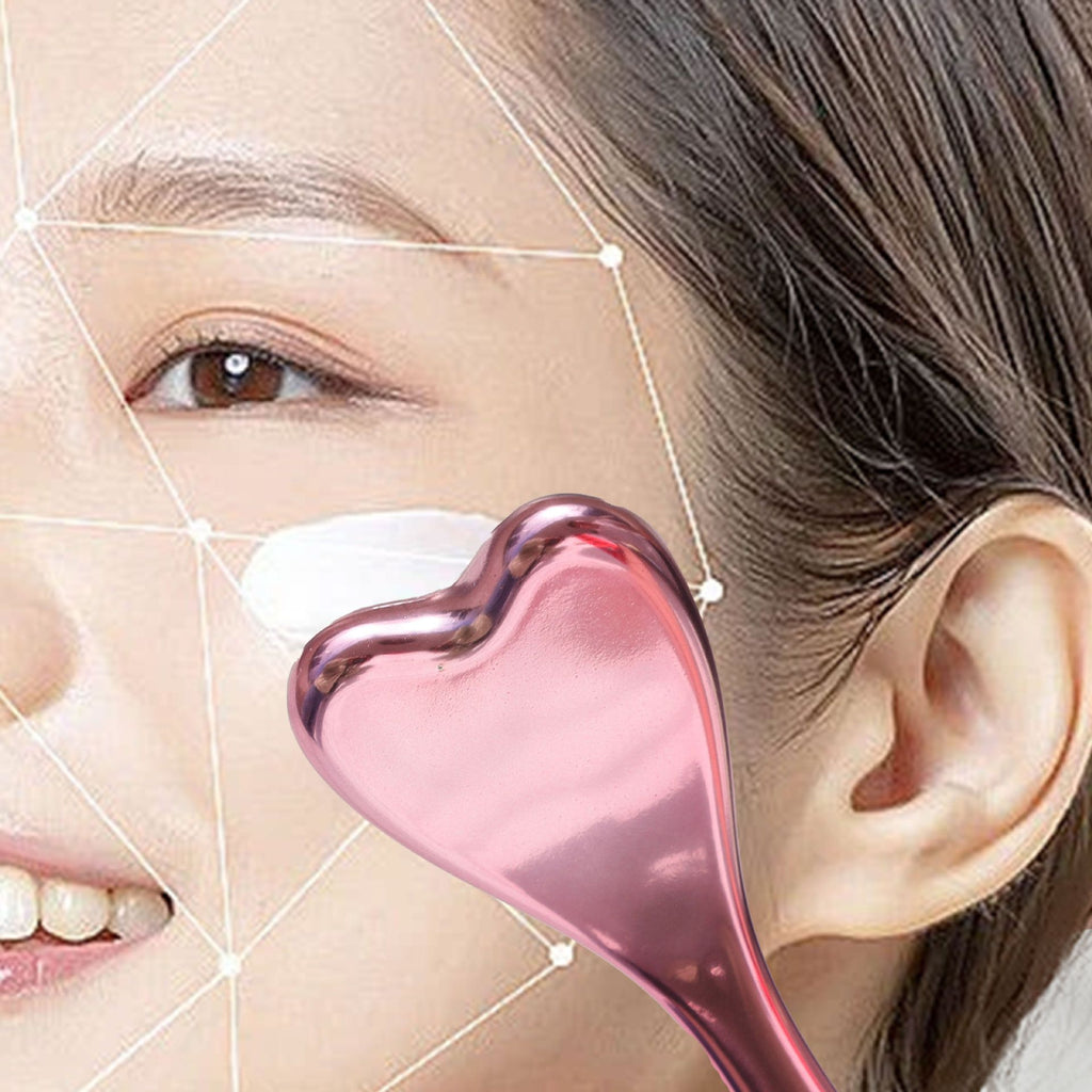 304 Stainless Steel Heart Shaped Roller Ball Massager: Face Lifting and Eye Soothing, Body Scraping and Relaxation, Lightweight and Portable, One Tool for Skincare and Body Care(coffee color)