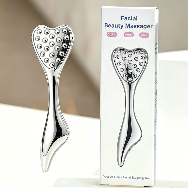 304 Stainless Steel Heart Shaped Roller Ball Massager (Silver)