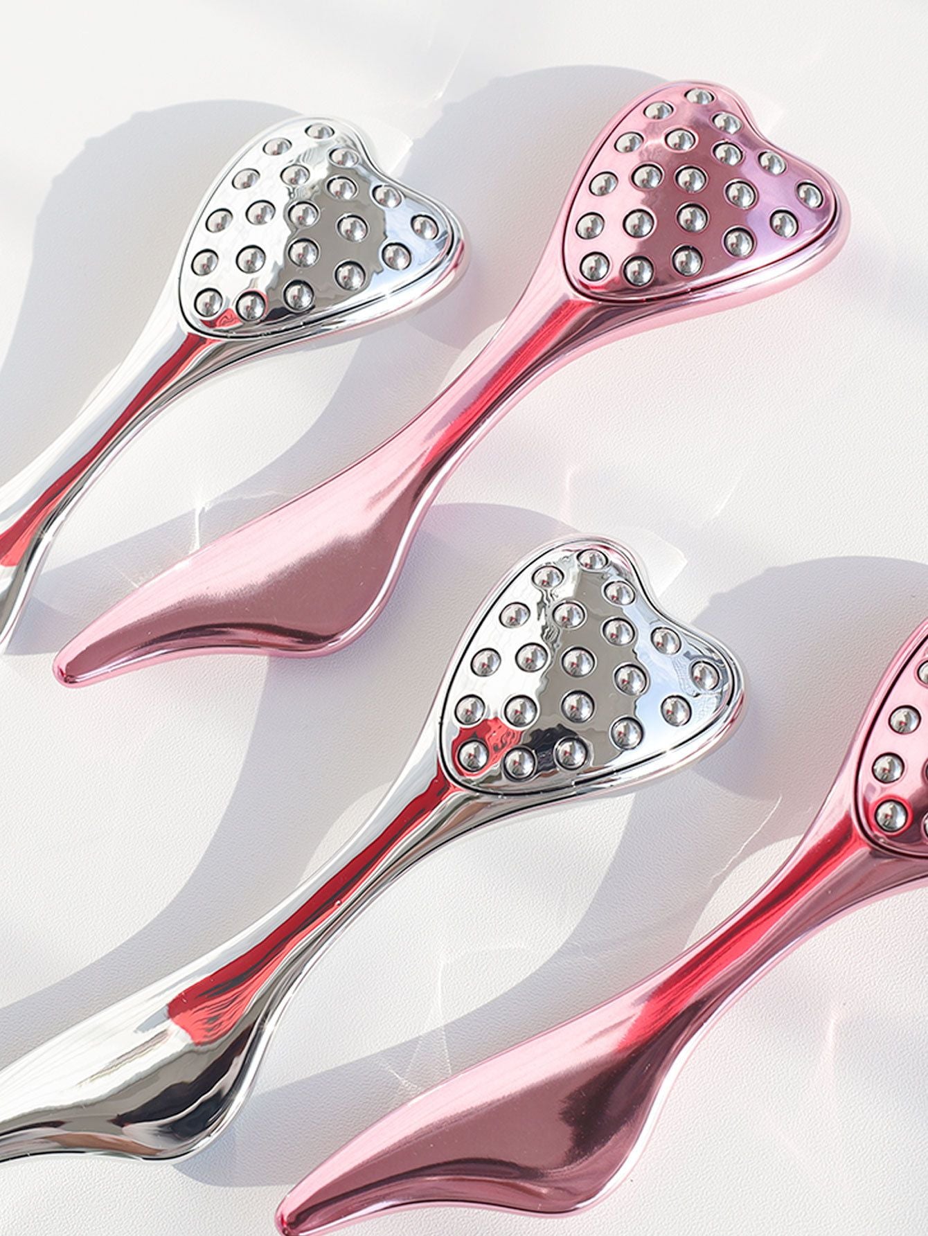 304 Stainless Steel Heart Shaped Roller Ball Massager: Face Lifting and Eye Soothing, Body Scraping and Relaxation, Lightweight and Portable, One Tool for Skincare and Body Care(silver)
