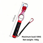 Aluminum Alloy Fish Control & Weighing Tool – Curved Jaw Anti-slip Lock, 18KG Instant Reading Scale（red)