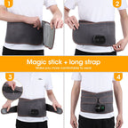 Heated Waist Belt with Vibration Massage – Infrared Heat Therapy, 3 Temp Levels, Rechargeable & Adjustable Strap（BLACK)