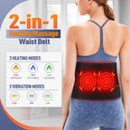 Heated Waist Belt with Vibration Massage – Infrared Heat Therapy, 3 Temp Levels, Rechargeable & Adjustable Strap (GREY)