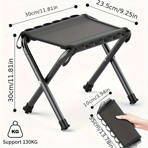Folding Camping Stool with Hook 660g Lightweight Oxford Cloth Collapsible Seat for Fishing Picnic Hiking & Waiting(black)