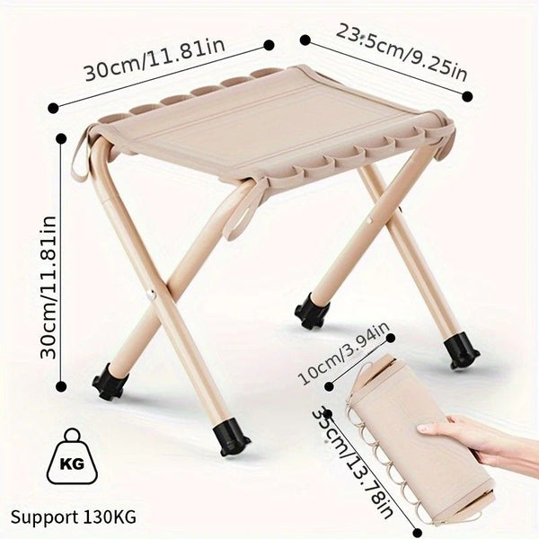 Folding Camping Stool with Hook 660g Lightweight Oxford Cloth Collapsible Seat for Fishing Picnic Hiking & Waiting(khaki)