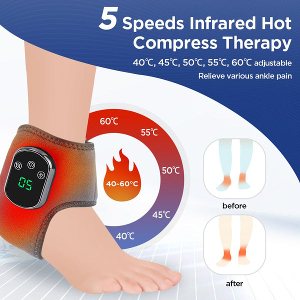 Heated Ankle Wrap with Heat & Vibration Massage