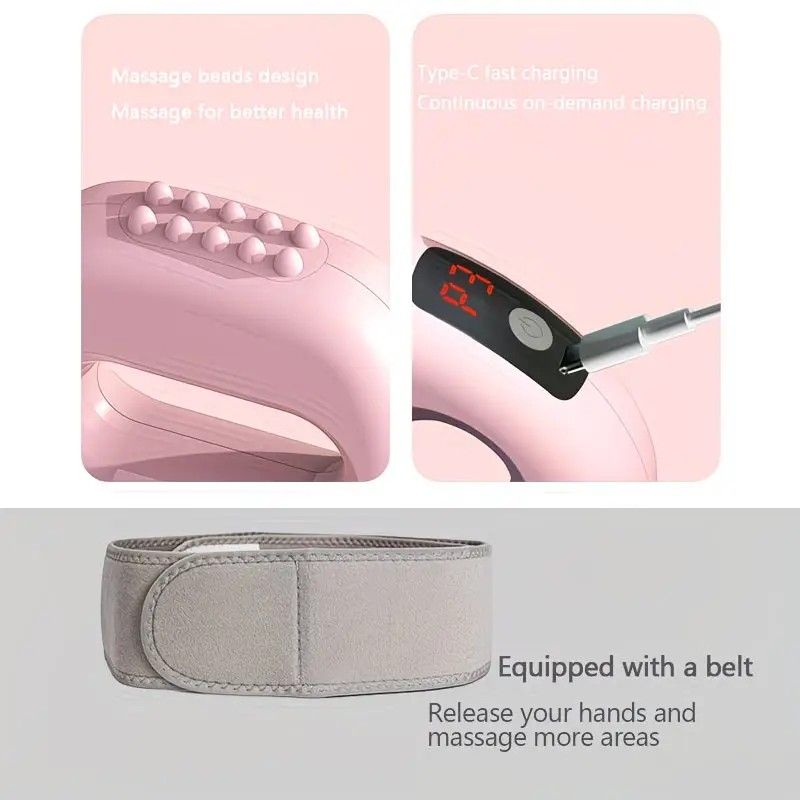 1PC Multifunctional 5-Speed Massage Ring: Mini Fascia Gun, Universal for Whole Body Waist and Back, Essential for Fat Burning and Fitness Relaxation./pink