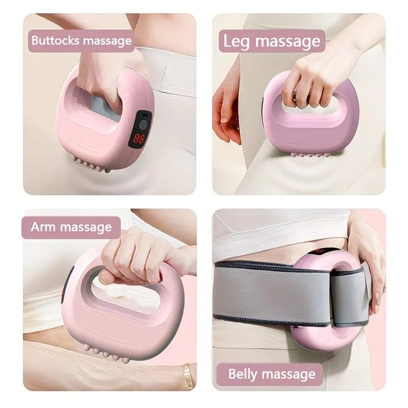 1PC Multifunctional 5-Speed Massage Ring: Mini Fascia Gun, Universal for Whole Body Waist and Back, Essential for Fat Burning and Fitness Relaxation./pink