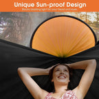 Sun-Protection Outdoor Hammock｜2-in-1 Detachable Mosquito Net, Portable Camping Essential。orange