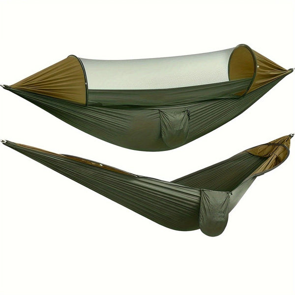 Sun-Protection Outdoor Hammock｜2-in-1 Detachable Mosquito Net, Portable Camping Essential.pitch green