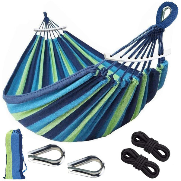 Outdoor Camping Hammock Portable Travel Swing Balance Hammock for Beach Hiking Backyard Relax Chai(2.8*1.5m  BLUE)