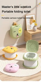 Car Folding Potty, cute cartoon design, folds in seconds for easy carrying, widened seat ring for comfort and stability, suitable for both home and travel.(GREEN)