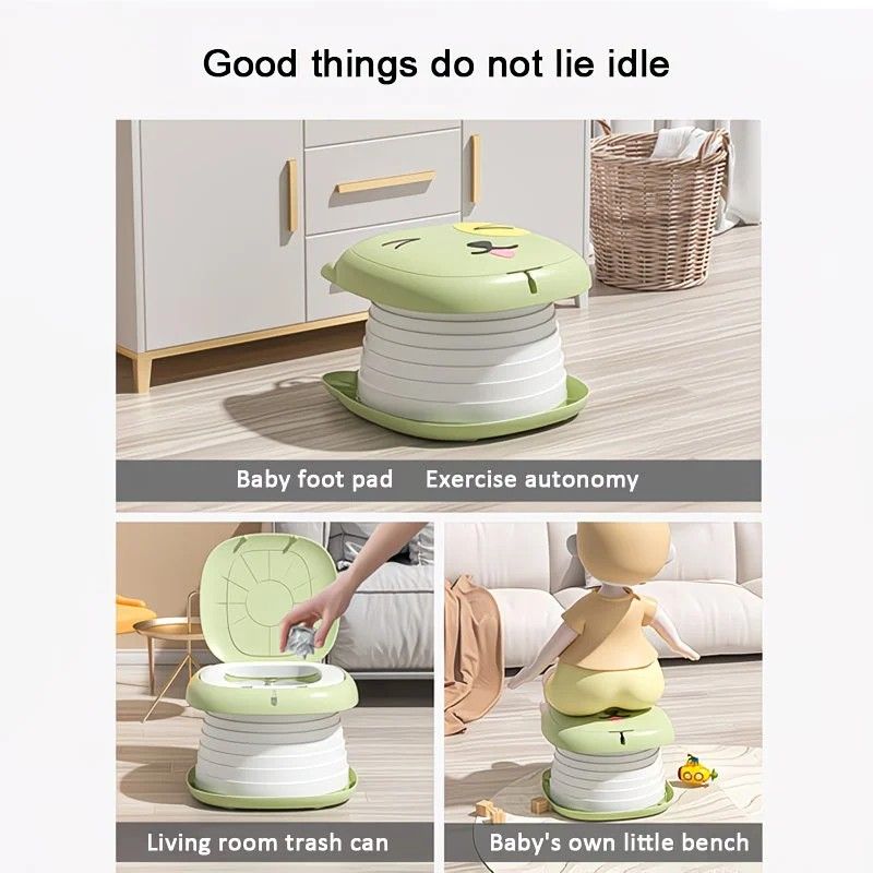 Car Folding Potty, cute cartoon design, folds in seconds for easy carrying, widened seat ring for comfort and stability, suitable for both home and travel.(YELLOW)