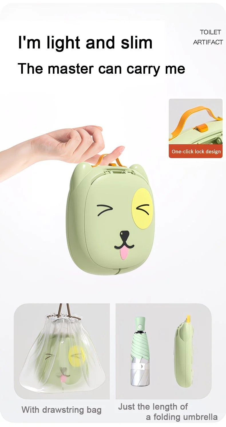Car Folding Potty, cute cartoon design, folds in seconds for easy carrying, widened seat ring for comfort and stability, suitable for both home and travel.(YELLOW)