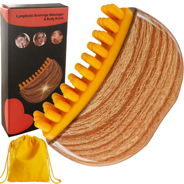 Dual-Sided Lymphatic Massage Brush (shallow wooden-grain)