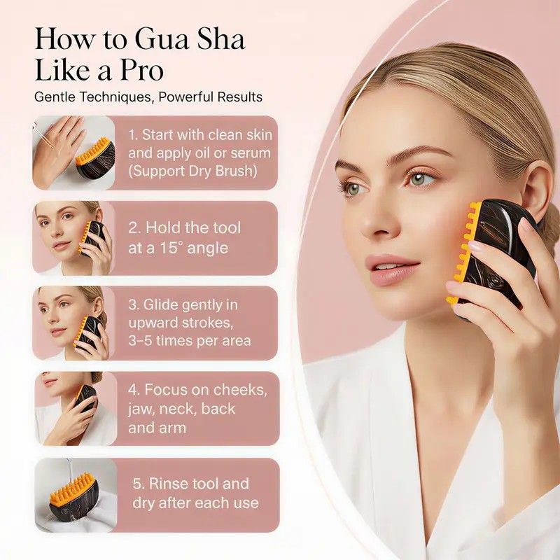 Dual-Sided Lymphatic Massage Brush: Silicone Boosts Circulation, Gua Sha Lifts, Wet & Dry Use, Essential Home Sculpting Tool(shallow wooden-grain)