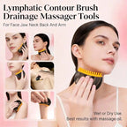 Dual-Sided Lymphatic Massage Brush: Silicone Boosts Circulation, Gua Sha Lifts, Wet & Dry Use, Essential Home Sculpting Tool(shallow wooden-grain)