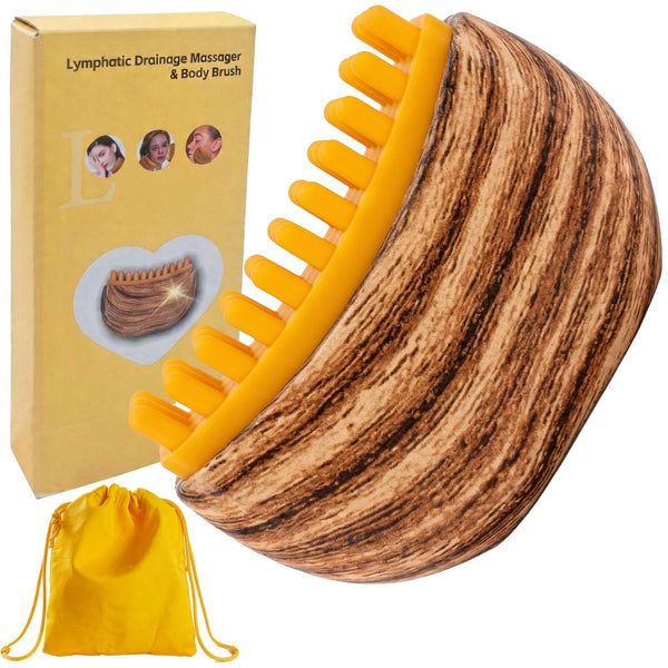 Dual-Sided Lymphatic Massage Brush (Deep wood grain)