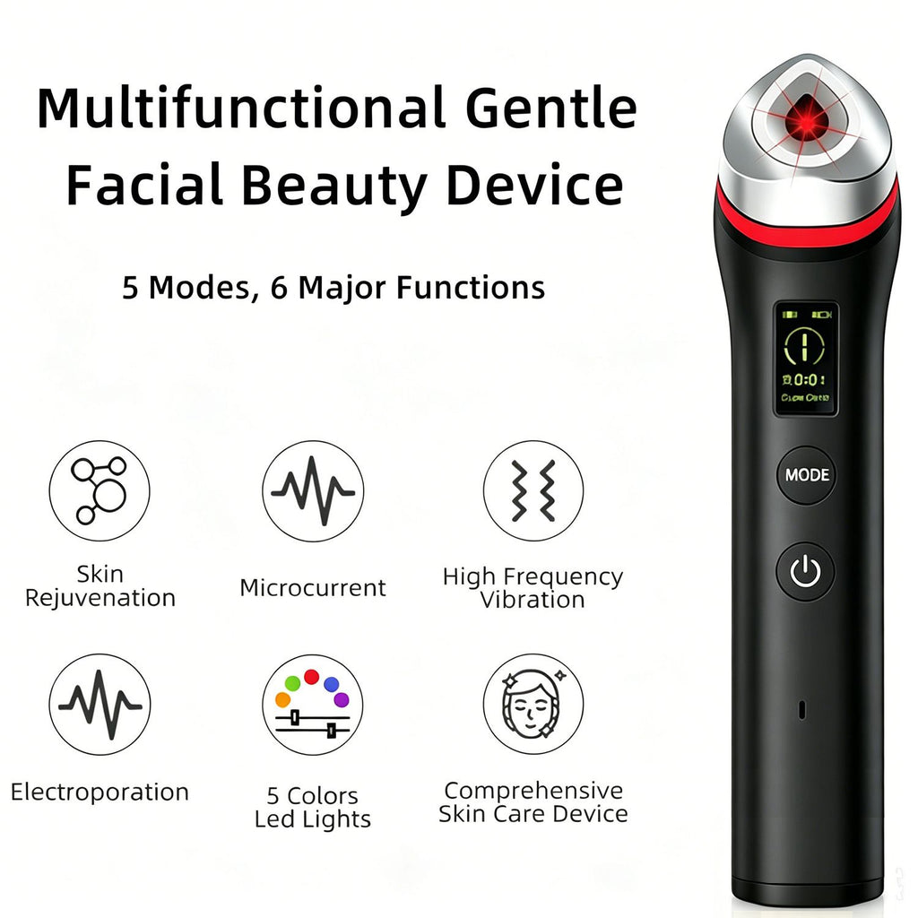 Beauty Device: Red and Blue Light, Home Use, Portable, Vibrating, Multi-Functional, with Voice Guidance, 5-Color Light Therapy, Eye Massage, Eye Care Device/"Upgrade" black beauty introducer