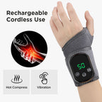 Electric Wrist Heating Massager - Infrared Heat Therapy + Vibration Massage, Rechargeable & Temperature Adjustable