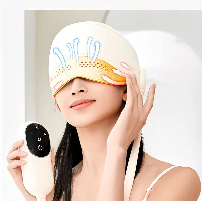 6-Zone Airbag Heat Therapy Head & Eye Massager: Precise Kneading Relaxes Neck and Head, Three-Level Constant Warmth Aids Sleep, Four Modes Switch Freely