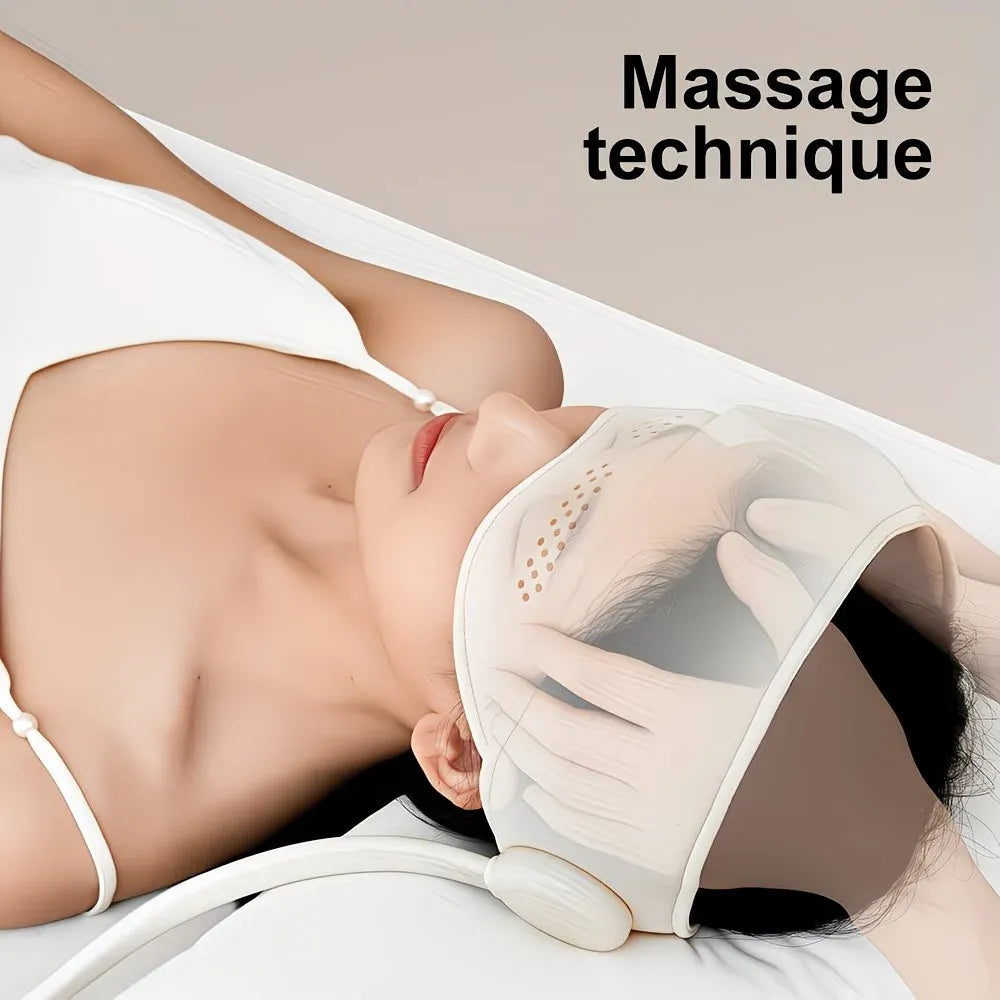 6-Zone Airbag Heat Therapy Head & Eye Massager: Precise Kneading Relaxes Neck and Head, Three-Level Constant Warmth Aids Sleep, Four Modes Switch Freely