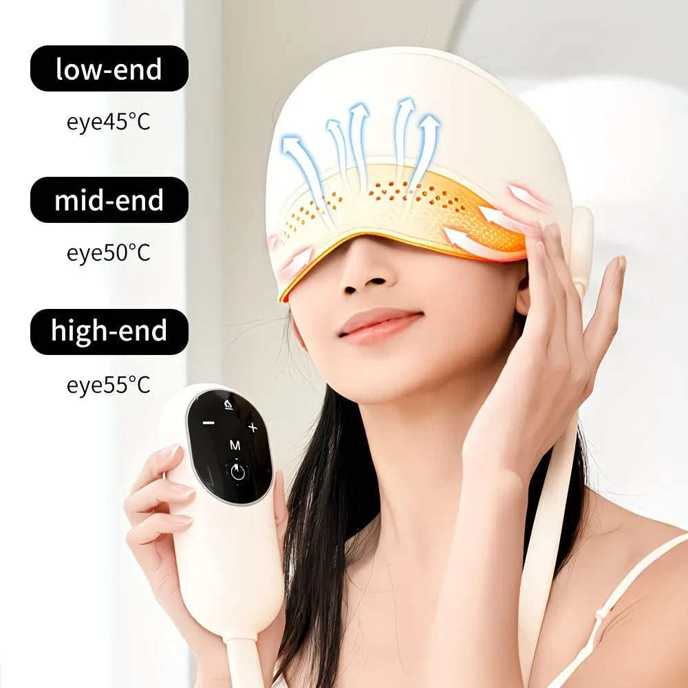 6-Zone Airbag Heat Therapy Head & Eye Massager: Precise Kneading Relaxes Neck and Head, Three-Level Constant Warmth Aids Sleep, Four Modes Switch Freely