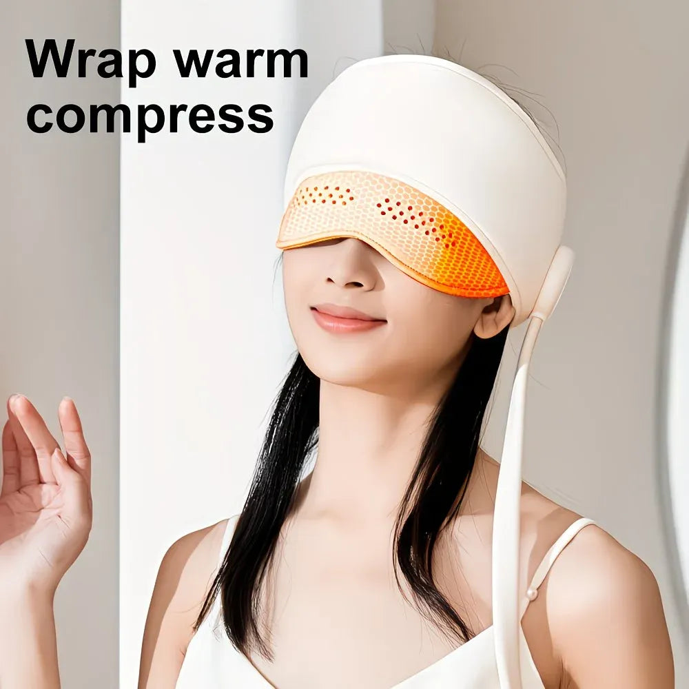6-Zone Airbag Heat Therapy Head & Eye Massager: Precise Kneading Relaxes Neck and Head, Three-Level Constant Warmth Aids Sleep, Four Modes Switch Freely