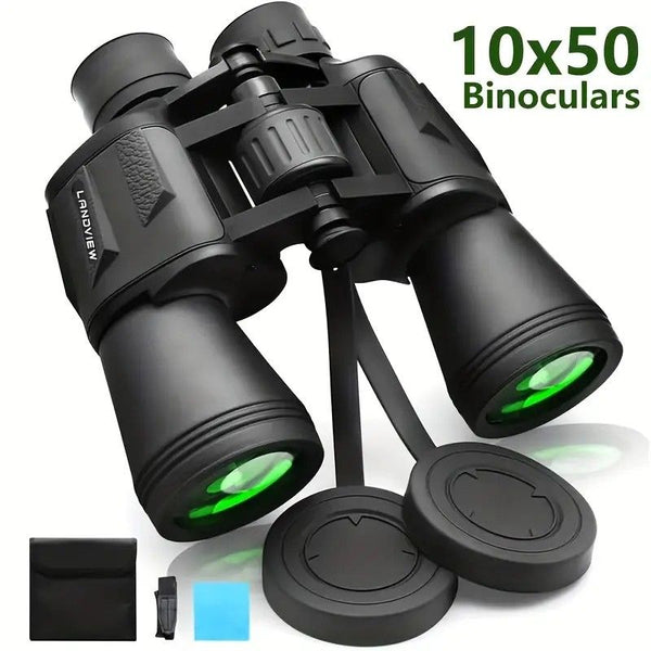 10x50 HD Binoculars - Wide Angle Large Eyepiece - Night Vision for Birdwatching Hiking Concerts - Lightweight & Portable（Black blade）