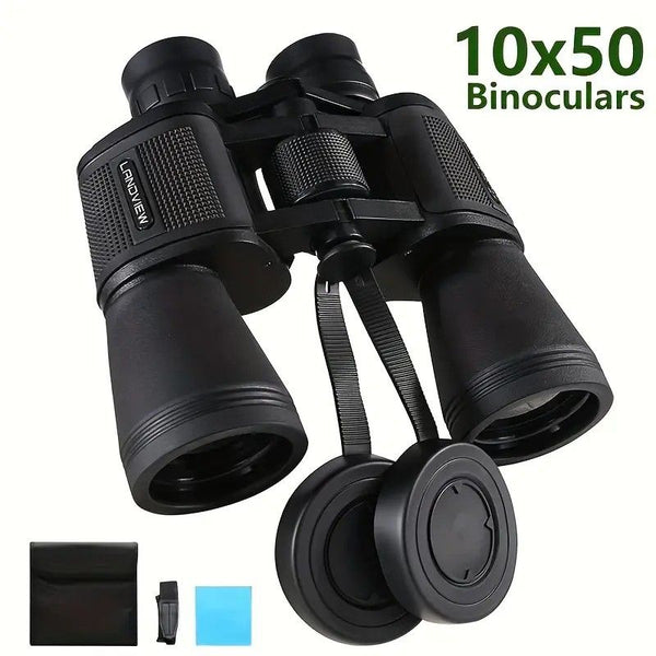 10x50 HD Binoculars - Wide Angle Large Eyepiece - Night Vision for Birdwatching Hiking Concerts - Lightweight & Portable(Black pockmark)