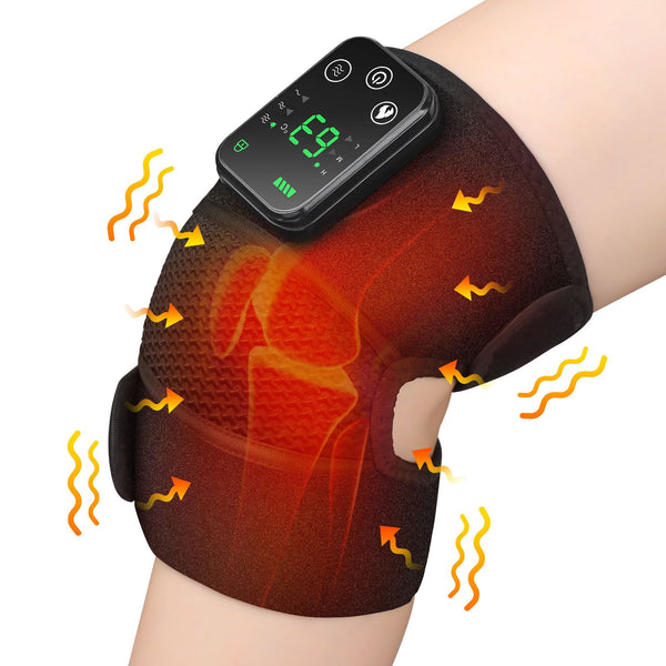 Heated Knee Massager with Heat & Vibration Therapy (Black)
